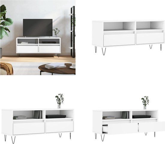 vidaXL Tv-meubel 100x34,5x44,5 cm bewerkt hout wit
