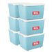 Cetomo 80L x 6 opbergdozen met wielen, plastic opbergdoos met deksel, vergrendelingsgespen, kliksluiting, stapelbaar, nesten, duurzame organizer voor thuiskantoorkleding, blauw, 80L-6 stuks