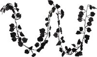 Othmara decorations Othmar Decorations Kerstboom slinger - met bladeren - zwart - 200 cm - kunststof