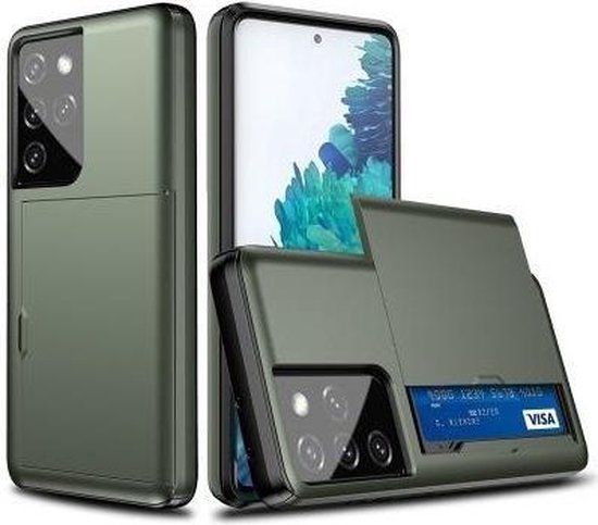 JVS Products Galaxy S21 Plus Back Cover Hoesje - Pasjeshouder - Shockproof - TPU - Hardcase - Groen