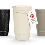 LARS NYSØM Vågen Thermos Koffiebeker To Go 350ml - Travel Mug met Isolatie - Quick-Press Deksel - Lekvrije RVS Thermobeker voor Koffie en Thee Onderweg (Almond Beige)