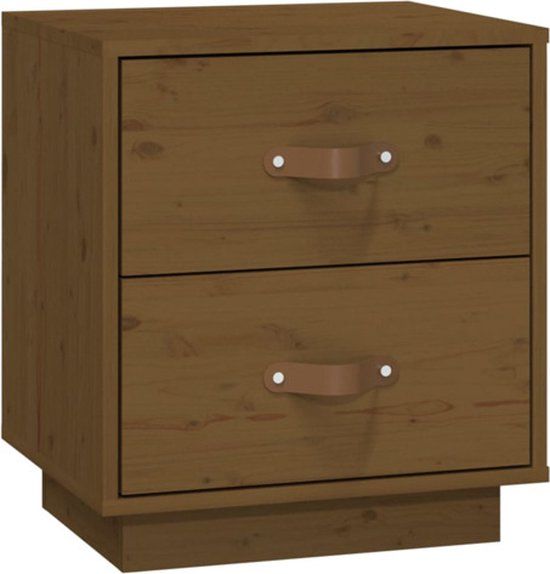 vidaXL Nachtkastje 40x34x45 cm massief grenenhout honingbruin