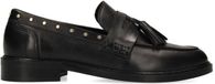 Manfield - Dames - Zwarte leren loafers met studs - Maat 39