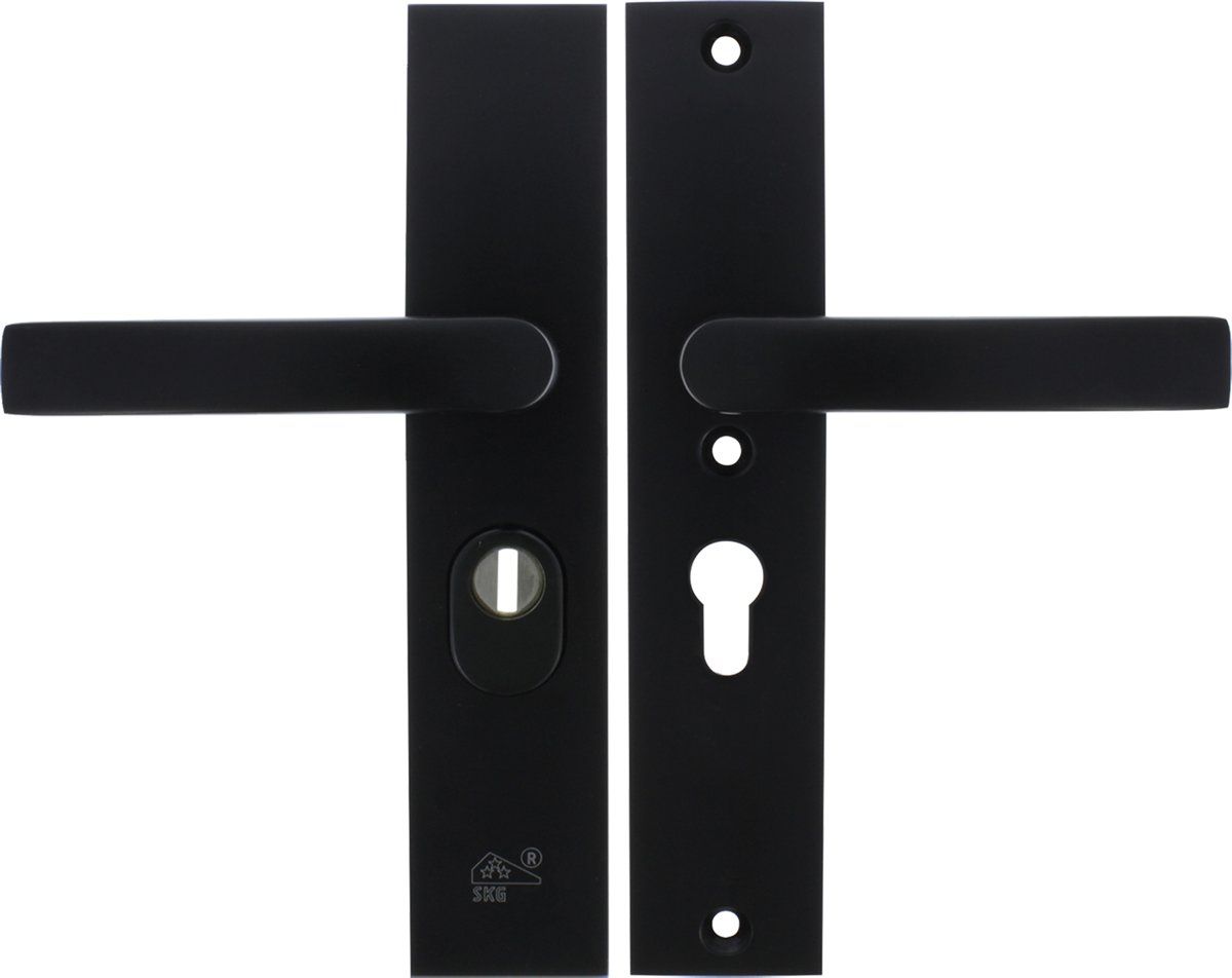 STARX Veiligheidsbeslag - Krukgarnituur - PC55 - SKG3 Kerntrek - Langschild - Aluminium Zwart