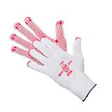 Jah handschoenen met dun breisel katoen-polyamide met noppen (wit-rood) – middelzwaar zware en met veilige grip – voor orderpicken, verzending en schap- en magazijnwerk