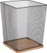 5Five Prullenbak/vuilnisbak - 19 liter - metaal/bamboe - zwart/lichtbruin - 25 x 25 x 31 cm