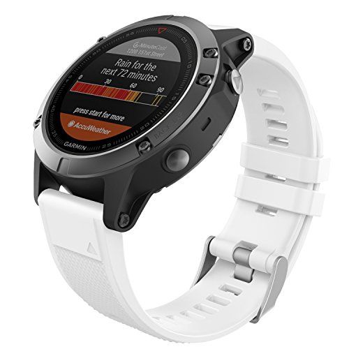 MoKo Armband compatibel met Garmin Fenix 7/6/6 Pro/5/5 Plus/Forerunner 945/935/Approach S62/Quatix 6/Instinct/MARQ, 22 mm Quick Fit siliconen sportarmband, reservearmband, horlogeband, wit