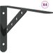 Acier Inoxydable Supports d'étagères 4 Pcs 30x2,5x15,5 cm Noir