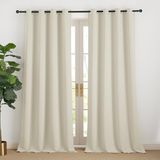 NICETOWN Thermogordijnen, 240 cm lang, beige gordijn, ondoorzichtig, gordijn, verduisteringsgordijn, inslagringen, woonkamer, moderne overgordijnen, set van 2, lichtbeige H 240 x B 140 cm