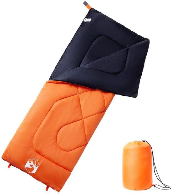 vidaXL Slaapzak Mummy Model Oranje en Zwart Katoen 3 Seizoenen Volwassenen