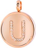 Lucardi Dames Gerecycled just.d stalen hanger roseplated letter U kristal