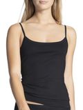 CALIDA Natural Comfort spaghetti-top voor dames, van hoogwaardig katoen, verstelbare bandjes, zwart, 36-38