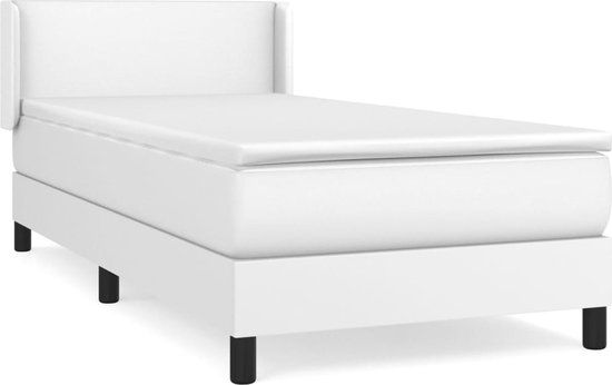 vidaXL Boxspring bed met matras - kunstleer - wit - 90x190 cm