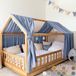 LILIMAUS lit cabane ciel de lit - ciel de lit pour lit cabane - 135 x 320 cm - mousseline coton - bleu