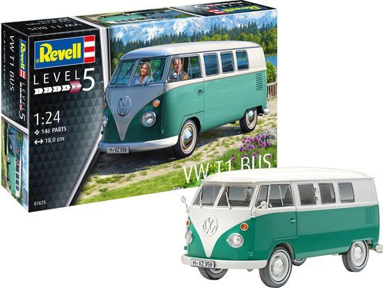 Revell 1:24 VW T1 Bus Plastic Model Kit - 07675
