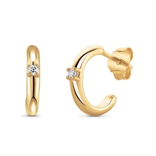 Miore 18K Gold Hoop Earrings with Zircons - Hypoallergenic Earrings