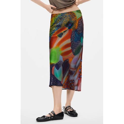 Desigual midi rok met print - meerkleurig