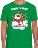 Bellatio Decorations Shoppartners Bv Fout Kerstshirt / Kerst t-shirt Drank en drugs groen voor heren - Kerstkleding / Christmas outfit S