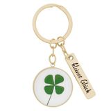 Sheepworld Sleutelhanger klein geluk, hanger met klaverblad, sleutelring, zinklegering, lengte 7,4 cm, geluksbrenger, Kerstmis, oudejaarsavond, 74430, Meerkleurig, Eén maat, Motief "Kleines Glück"