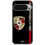 Google Pixel 9 Pro Hoesje PORSCHE logo rood en goud zwarte achtergrond Maniacase