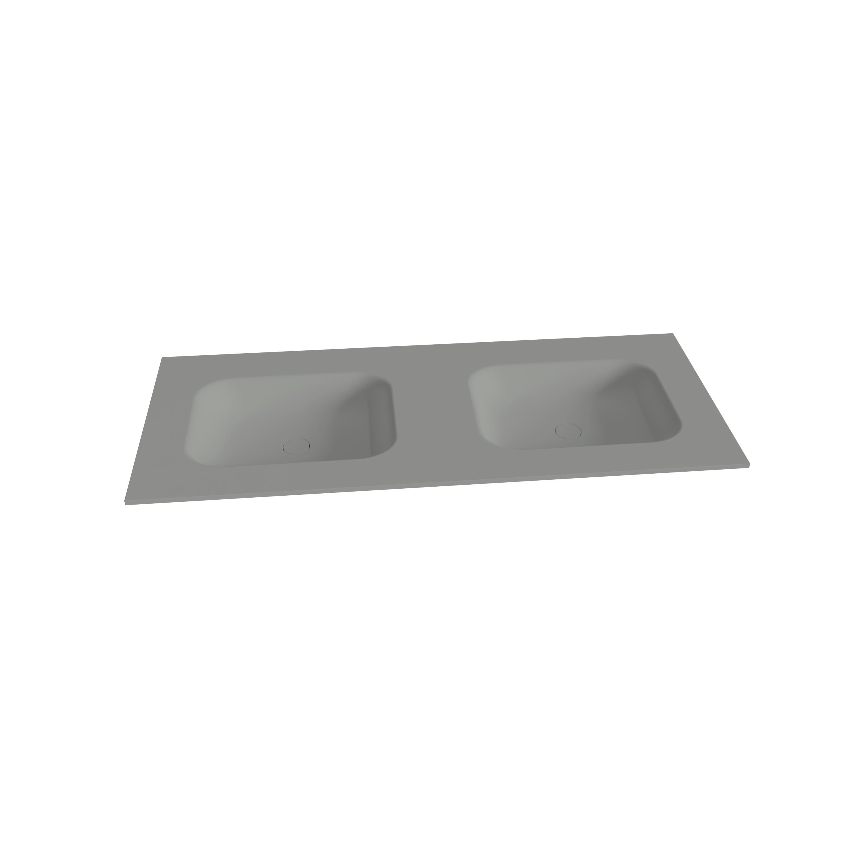 Balmani Balmani Tablo Arcato dubbele wastafel met afvoerplug mat steengrijze Solid Surface 135 x 55 cm