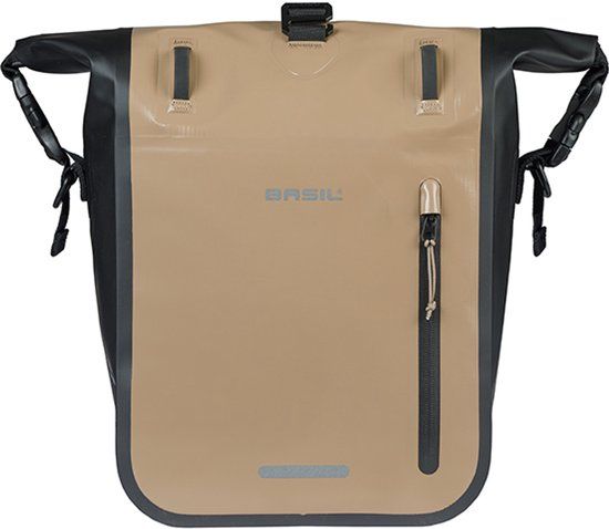 Basil Rivo Enkele Fietstas - 12-15 Liter - MIK Hooks - Waterdicht - Tarpaulin - Zand