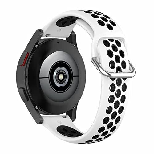 By Qubix Qubix - Siliconen sportbandje met gesp - Wit + zwart - Compatibel met Garmin Vivoactive 3 - Reservebandje smartwatch