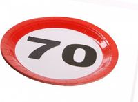 Merkloos / Sans marque Espa Nv Verjaardag bordjes - verkeer stopbord 70 jaar - 16x stuks - dia 23 cm - leeftijd thema feest