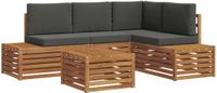 vidaXL 5-delige Buitenbank Set Massief Acaciahout en Polyester