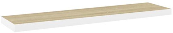 vidaXL Zwevende wandplank, hangende plank, wandhouder, woonkamer, huis, binnen, eiken en wit, 120 x 23,5 x 3,8 cm, MDF