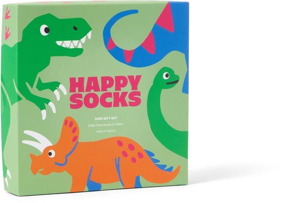 Happy Socks Kids 4-Pack Wild Dinos Socks Gift Set - Unisex - Sokken 2-3 jaar