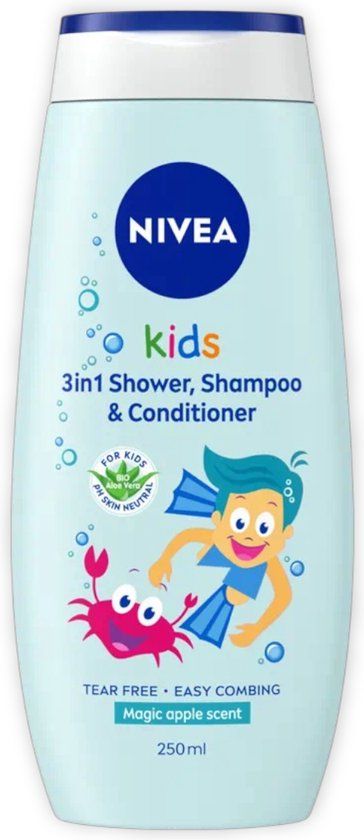 NIVEA Kids 3 in 1 Douchegel & Shampoo Appelgeur - 250 ml