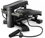 Trex Sport TX-070SP - Stepper - Twiz draaiend - Met weerstandsbanden - Home gym fitnessapparaat - Thuis sporten - Fitness Swing - Mini cardio home trainer - 150 kg - Zwart
