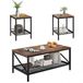 VEVOR lot de 3 tables de salon, table basse industrielle de 104,9 cm avec 2 tables d'appoint carrées