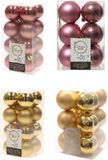 Decoris Kaemingk B.V. Kerstversiering kunststof kerstballen kleuren mix goud/ oud roze 4 en 6 cm pakket van 80x stuks