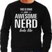 Bellatio Decorations Awesome nerd - geweldige nerds cadeau sweater zwart heren - Vaderdag kado trui S