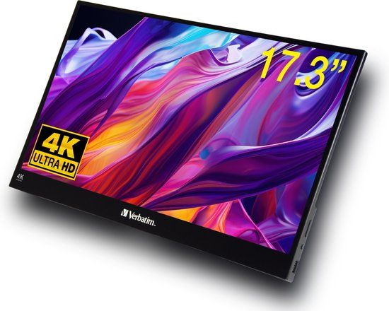 Verbatim Draagbaar 17.3" 4K Touchscreen Monitor - 3840 x 2160, IPS, 100Hz, HDMI, HDR - Zwart