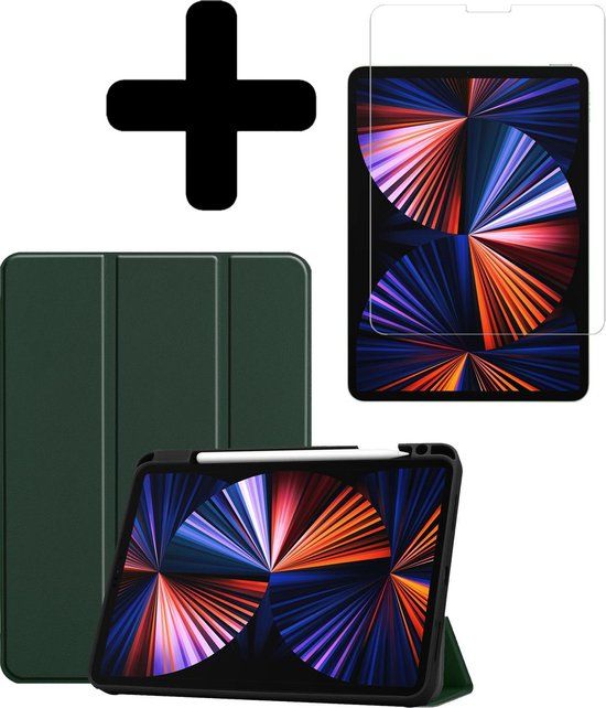 LUQ - iPad Pro 11 inch (2021) Hoesje - Book Case - Donkergroen