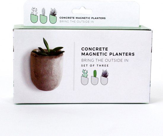 Gift Republic Magnetische Plantenpotjes - Set van 3 - Grijs - Beton