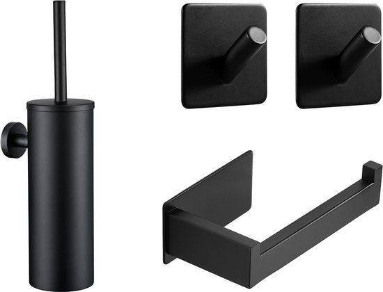 XIVADA Toiletset Zwart - 4-delig - RVS