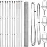 vidaXL Zeshoekig gaashek met grondbevestiging 25 x 1,6 m zilver mesh
