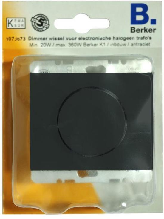 Berker K1 dimmer voor elektronische halogeen trafoâ€™s, wissel, inbouw ANTRACIET