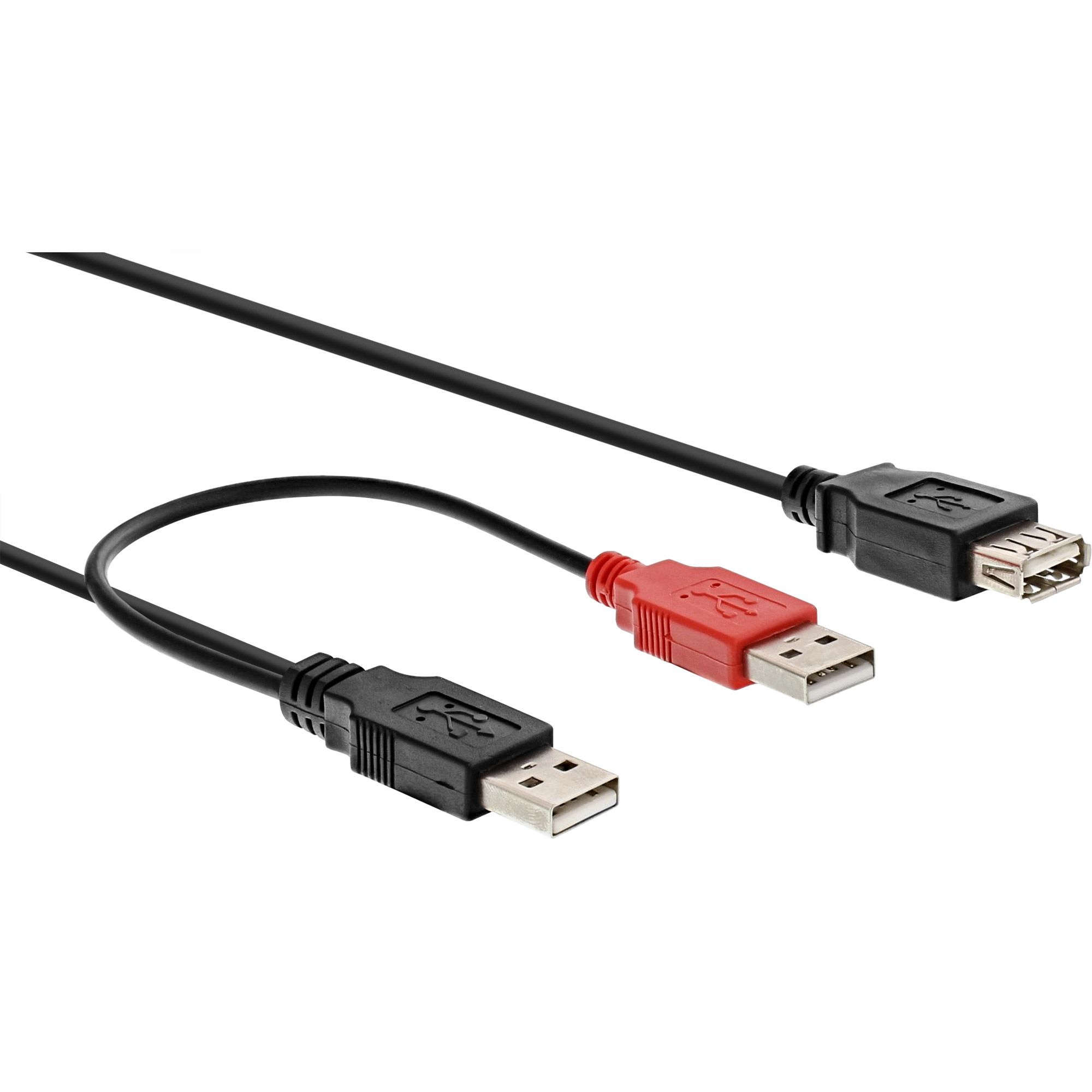 Inline USB 2.0 Kabel - 0.2m - Zwart