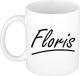 Bellatio Decorations Floris Naam koffiemok - beker - met sierlijke letters - wit