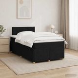 vidaXL Boxspringbed met matras, hoofdeinde, Zwart, 120 x 200 cm, Stof