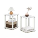Furinno Simplistic salontafel, bijzettafel, met 2 niveaus, set van 2, wit/wit