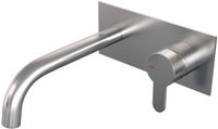 Brauer Brushed Edition Inbouw Wastafelmengkraan met Gebogen Uitloop en Afdekplaat Model D1 RVS Geborsteld PVD