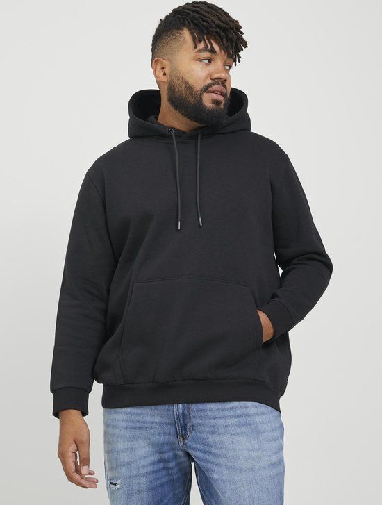 JACK&JONES PLUS JJEBRADLEY Sweat Hoodie - Black - Men - Size 3XL