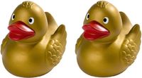 City Duck Badeendjes - Set van 2x stuks - goudkleurig - 8 cm - gouden drijvende badeend - speelgoed