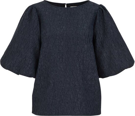 WE Fashion Dames blouse met structuur - Dark blue - Maat M - Vrouwen